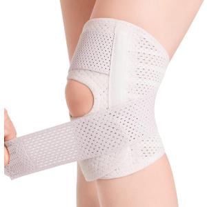 Galvaran Knee Brace with Side Stabilizers Relieve Meniscus Tear Knee Pain ACL MCL Arthritis,Joint Pain Relief, Breathable Adjustable Knee Support Suitable for Men and Women with Sports Injuries (White, Left, Small)