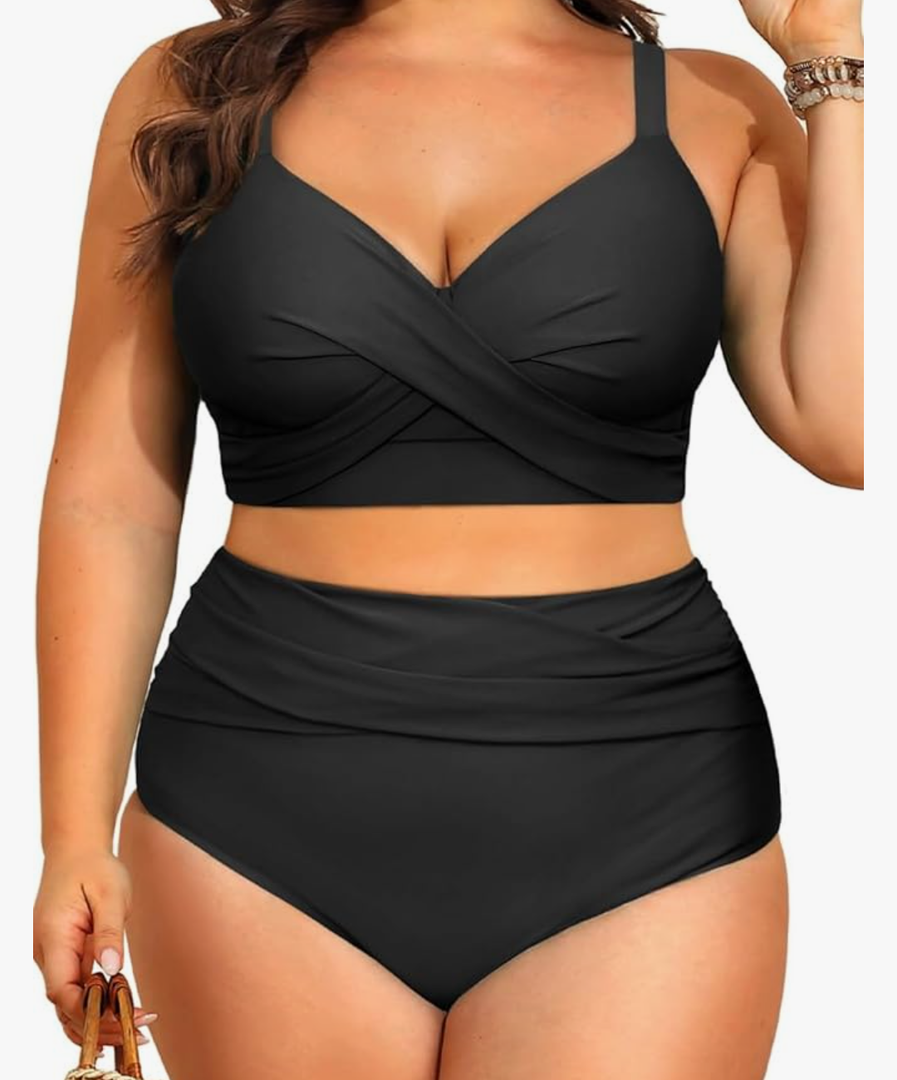 Women's Plus Size High Waisted Bikini - Two Piece Swimsuit Tummy Control Bathing Suit 2025 Twist Swimwear, 14W