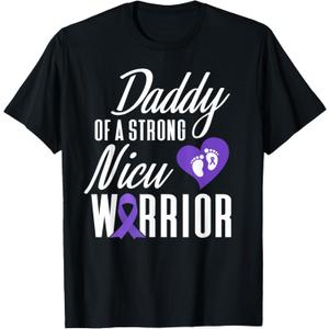 Prematurity Awareness Daddy Nicu Warrior Preemie Dad T-Shirt, XL