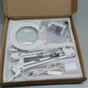 KIRKAS 10X LED Magnifying Lamp with Clamp Real Glass Lens, 3 Color Modes and Stepless Dimmable Magnifier Desk Lamp,Adjustable Swivel Arm Lighted Magnifying Glass for Repair Craft Close Work-White