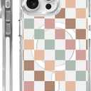 for iPhone 14 Pro Case [Compatible with Magsafe],Girls Women Clear Magnetic Case Silicone Shockproof Protective Cover with Pattern Colorful Checkerboard