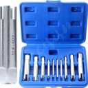 Screw Tap Extractor Set of 10 Broken Head Taps Stripped Screw Remover Kit with Box, High Speed Steel Extractor Tap Drill Set for Industrial Screw Bolt Removal Home Repair Work