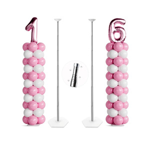 Telescoping Balloon Stand Set of 2, 1.5ft to 7ft Free Adjustable Metal Balloon Column Stand for Party Decorations