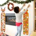 2 x 2 Pcs Christmas Door Banner Decorations Canvas Hanging Banner 36 x 7 inch Large Enamel Pin Display Porch Sign Xmas Brooch Holder for Home Office Front Door Garage Wall Hanging Decor(Elk)