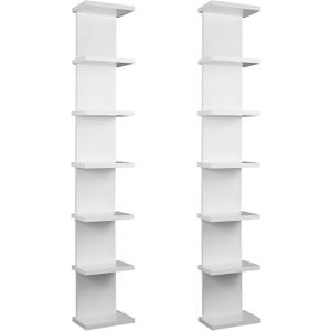 2 Pack 7 Tier Wall Shelf Unit - Lack Floating Shelf, Compact Display Floating Shelf, Vertical Column Wall Decor Mount Floating Storage Organizer Tall Tower Shelf for Bedrooms, Living Rooms