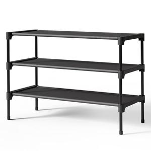 Kitsure Shoe Rack - Non-Woven Shoe Rack Shelf, Shoe Organizer for Closet, Entryway, Garage & Corridor, Stackable Shoe Shelves, 27.5" Wide - 3 Tier, Black Kitsure Shoe Rack - Non-Woven Shoe Rack Shelf, Shoe Organizer for Closet, Entryway, Garage & Corridor, Stackable Shoe Shelves, 27.5" Wide - 3 Tier, Black