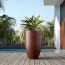 Kante 24 Inch Tall Round Concrete Planter, Large Indoor Outdoor Plant Pots with Drainage Hole and Rubber Plug, Modern Decorative Garden Pots for Home Patio Porch, Rusty