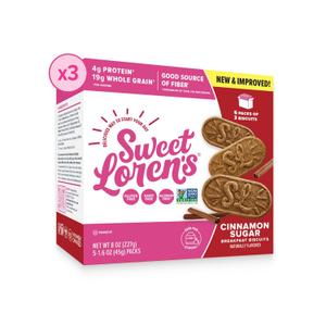 Sweet Loren's Vegan Breakfast Biscuits | Cinnamon Sugar | 4g Protein, 19g Whole Grains | Plant Based, Gluten Free, Dairy Free, Nut Free Snacks | 1 Pack (45 Total Biscuits, 1.6 ounce each), BB DEC022026