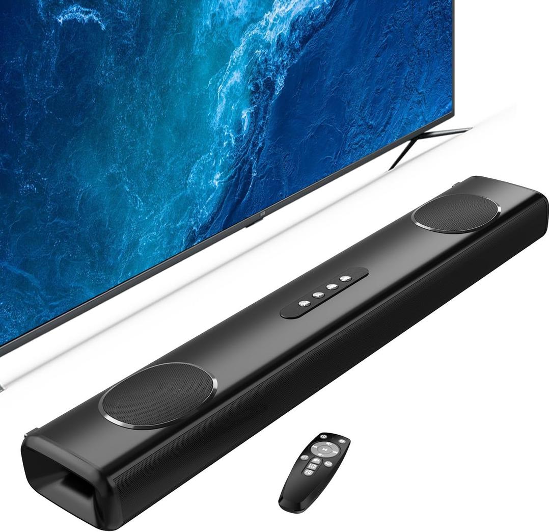 100W Sound Bar for Smart TV, 2.2 ch Soundbar with Bluetooth 5.3/ARC/Opt/AUX Connect, Surround Sound System for TV with 4 Speakers, Home Audio Surround Sound System for TV PC Projector