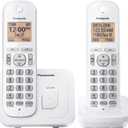 Panasonic Cordless Phone, 1.6" Backlit Display, Call Block, Speakerphone, 10 Hours Talk Time, 2 Handsets - KX-TGC202W (White)