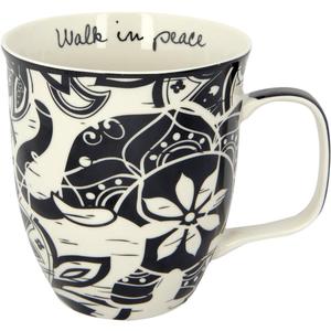 Karma Ceramic Black and White Boho Mug, Elephant , 16 oz