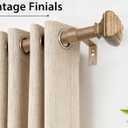 USFOOK Wood Curtain Rod 32 to 58 Inch(2.6 to 4.8 ft) with Brackets, 7/8 Inch Splicing Single Curtain Rods for Windows 20 to 54 In, Adjustable Decorative Curtain Pole with Square Finials