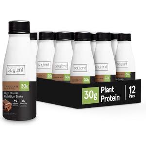 Soylent Complete Protein Shake, Chocolate, 30g Protein, Vegan, Dairy Free and 0g Sugar, Ready to Drink Protein Drinks, 11oz (12 Pack)