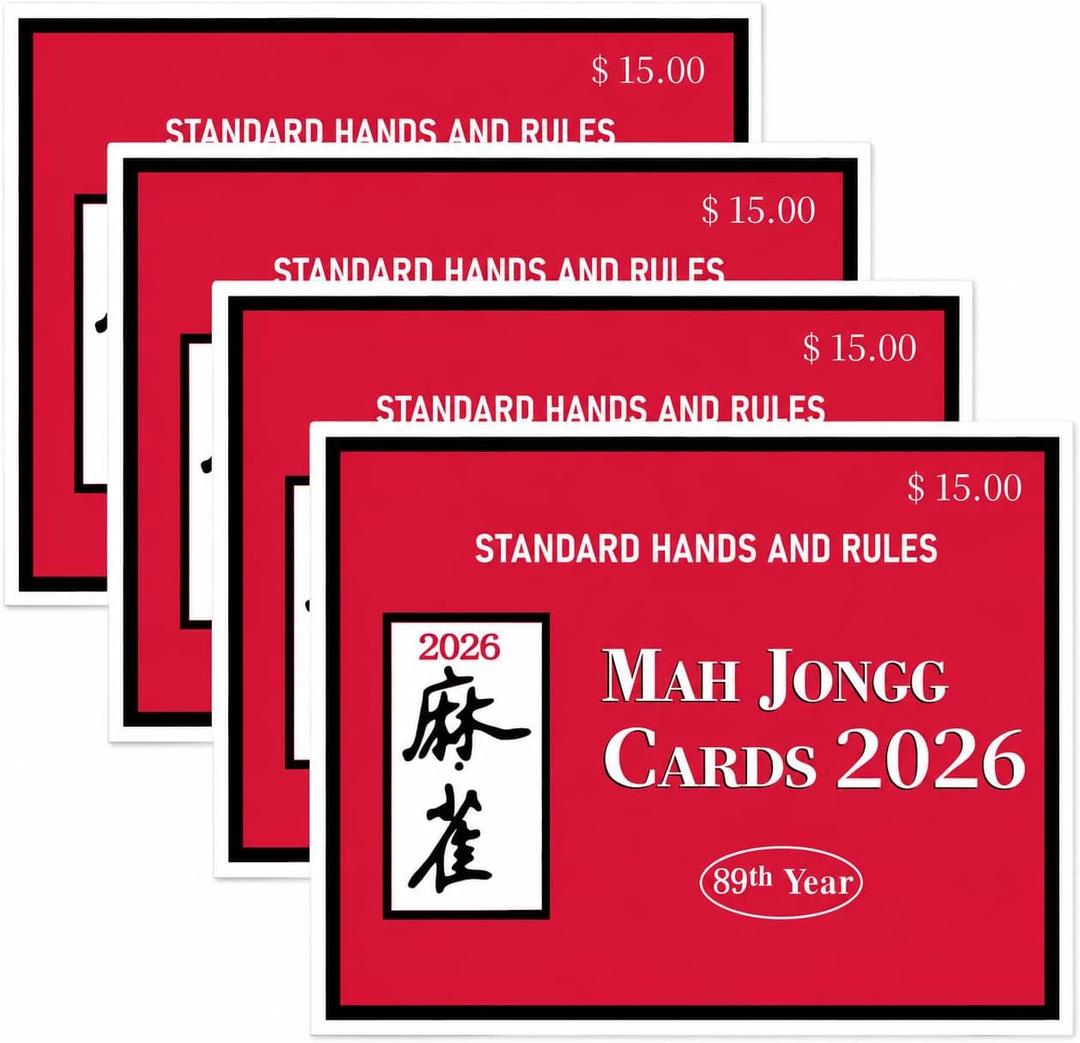 American Mahjong Score Cards 2026 Large Print Reference Cards for Standard Hands, Easy-to-Read Rule Guide for Players, 4 Pack