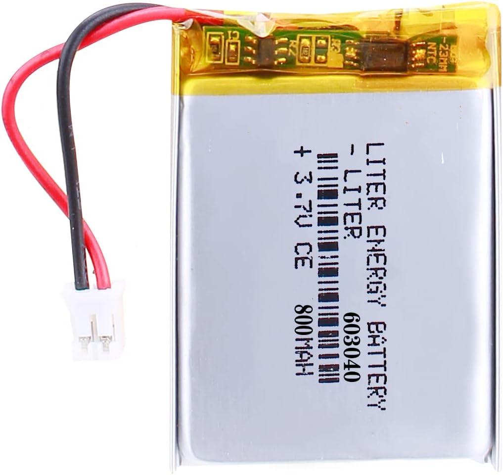3.7V Lipo Battery 800mAh Rechargeable Lithium ion Polymer Battery 603040 with JST Connector