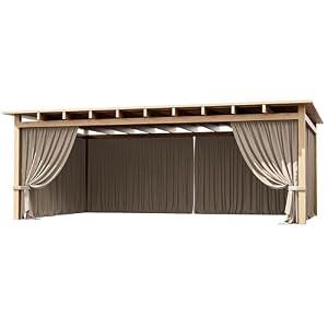 Tounosnt 4-Panel Gazebo Curtain, 12×20ft Waterproof Outdoor Privacy Panels with Zipper, Designed for Patio & Backyard Gazebo Tent (Curtain Only)