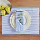 Solino Home Stripe Linen Dinner Napkins Set of 4-100% Pure Linen Cornflower Blue Cloth Napkins 20 x 20 Inch - Carmine, Handcrafted and Machine Washable - Winter, Spring, Easter