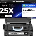 25X CF325X Black Toner Cartridge 1-Pack with Chip High Yield Replacement for HP 25X CF325X Compatible with HP LaserJet Enterprise M806dn M806x+ Flow MFP M830z Printer Ink Copier Scanner (34,500 Pages)