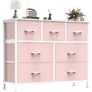 OLIXIS 7 Drawer Fabric Dresser, Storage Tower for Bedroom and Closet, 11.8"D x 39.4"W x 30.1"H