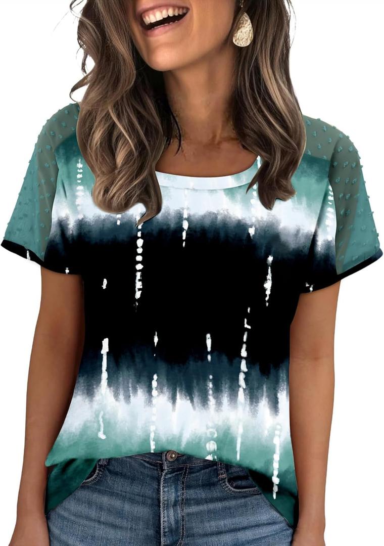 Magritta Women Mesh Sleeves Casual T-Shirts Summer Fashion See Through Blouses Tee  (S)