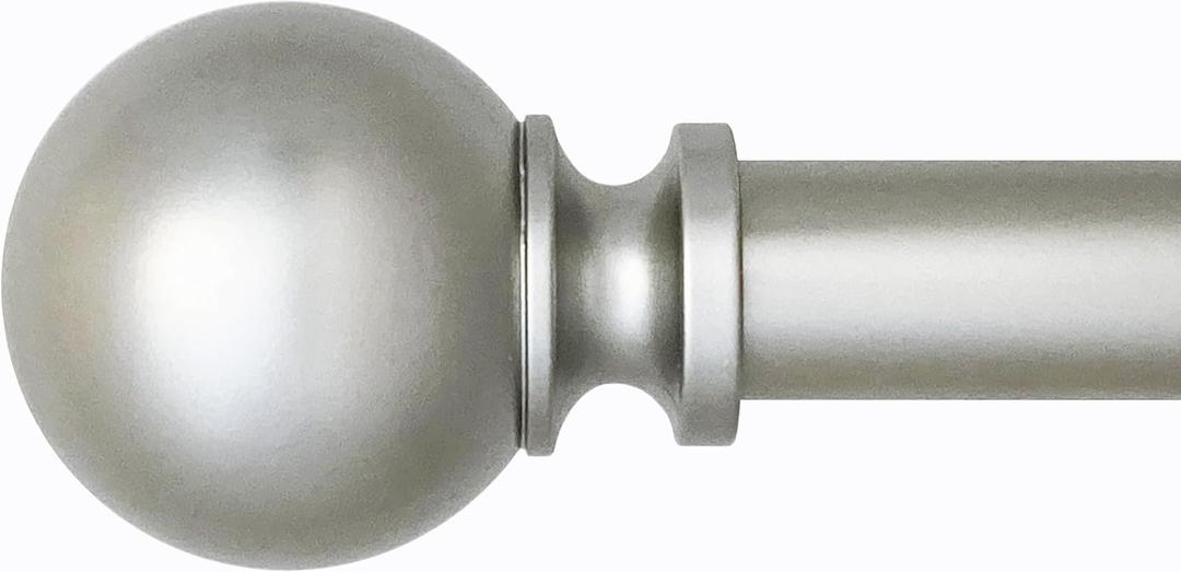 Easy Install No Drill Curtain Rod Set 72-144", Nickel