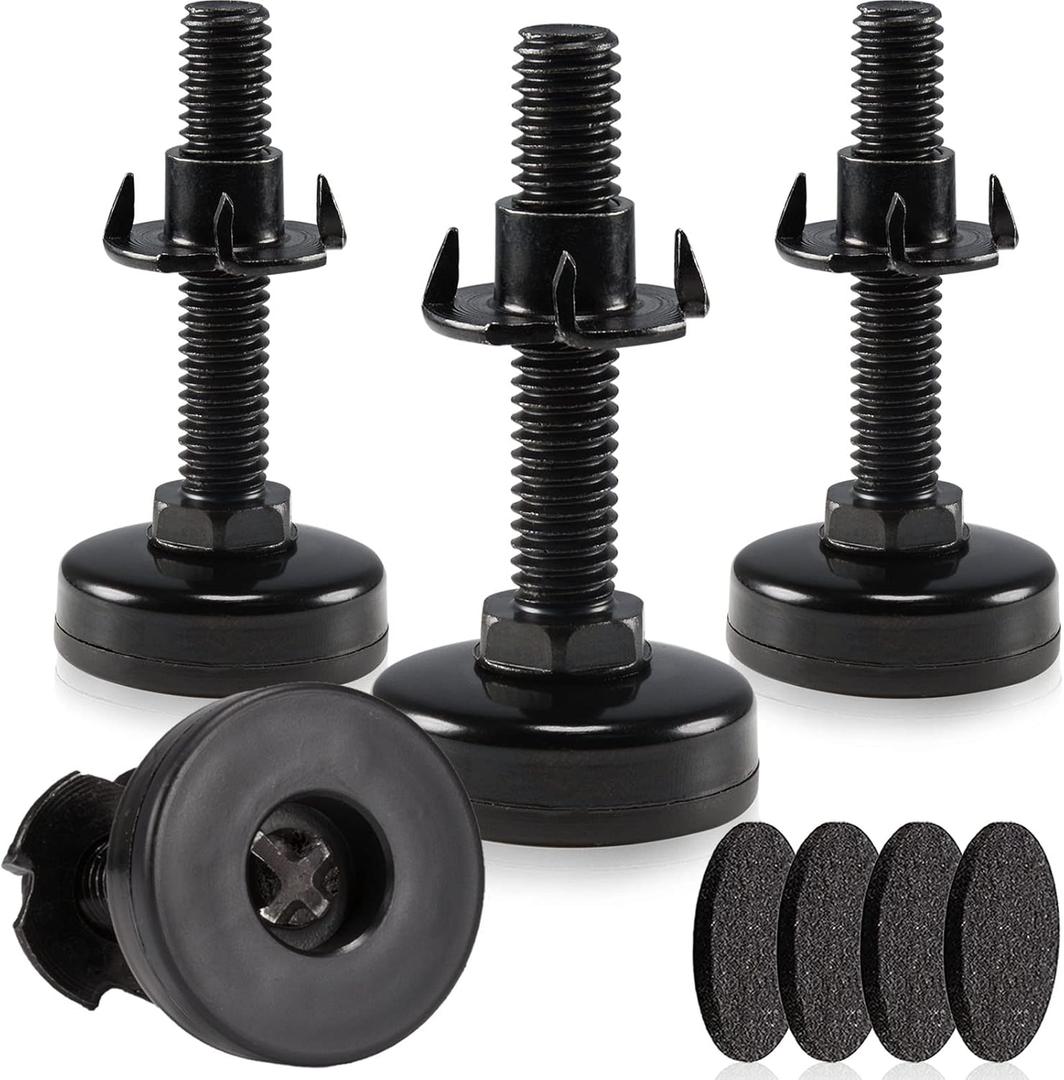 Furniture Leveling Feet Adjustable Heavy Duty Furniture Levelers for Cabinets Sofa Tables Chairs Raiser, Support 1320Lbs, T-Nut Kit 3/8- 16 Thread (4 Set, Black) (LONG)