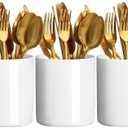 Utensils Holder, Caddy Cutlery Holder Silverware, Utensils Organizer Elegant white Porcelain, Spoon Holder for Party Tableware Holder for Kitchen Table, Cabinet (H 4.72'')