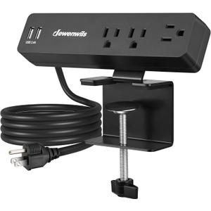 DEWENWILS Desk Clamp Power Strip, Desktop Power Station with 3 AC Outlets(15A/1800W), 2 USB Ports, Desk Mount Power Outlet for Home, Office, 6Ft 14/3C SJT Extension Cord DEWENWILS Desk Clamp Power Strip, Desktop Power Station with 3 AC Outlets(15A/1800W), 2 USB Ports, Desk Mount Power Outlet for Home, Office, 6Ft 14/3C SJT Extension Cord