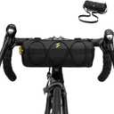 ROCKBROS Bike Handlebar Bag Small Bicycle Handle Bar Bag Handy Front Bike Bags Handlebar Storage Pouch Pack with Shoulder Strap Little Mountain Road Bike Barrel Bag (Black)