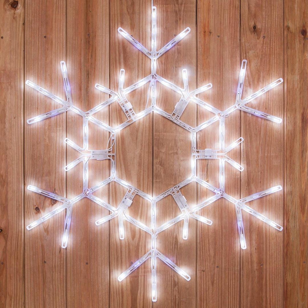 Kringle Traditions 36 LED Folding Twinkle Snowflake Christmas Decoration, Cool White Lights
