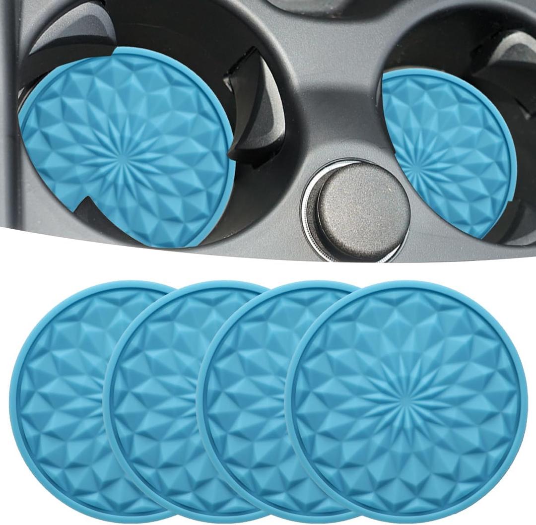 3 x Car Cup Coaster, Universal Automotive Waterproof Non-Slip Cup Holders Sift-Proof Spill Holder Car Interior Accessories 4 Pack Blue