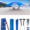 Beach Wind-Powered Shade Canopy, Portable Sun Shelter Tent, UPF 50+ UV Protection, Lightweight, Easy Set Up, 150 Sq. Ft. of Shade for up to 6 People, Burnt Coral, 150 square feet