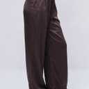 MakeMeChic Women's Summer Satin Silk Pants Casual Flowy Pants Beach Vacation Wide Leg Pants, Small