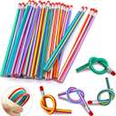 40 Pcs 7 Inch Flexible Pencils,Soft Novelty Pencil,Multi Colored Striped Soft Pencil with Eraser for Kids Gift