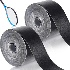 2 Pieces Black Racket Protection Tape Racquet Head Guard for Tennis Practice Racquetball, 16.4' Roll