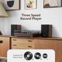 Record Player, 3 Speed Turntable with Two 15W External Speakers, Bluetooth Input, Aux-in, USB Playback& LP-MP3 Recording, Vintage Vinyl Player, Dark Brown Wood