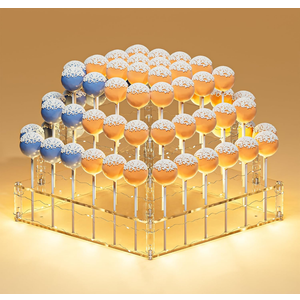 Goabroa Cake Pop Stand, 72 Holes Upgraded Acrylic Cake Pop Holder with LED Light, Cake Pop Display for Weddings Christmas Birthday Parties Anniversaries Halloween Candy Decorative