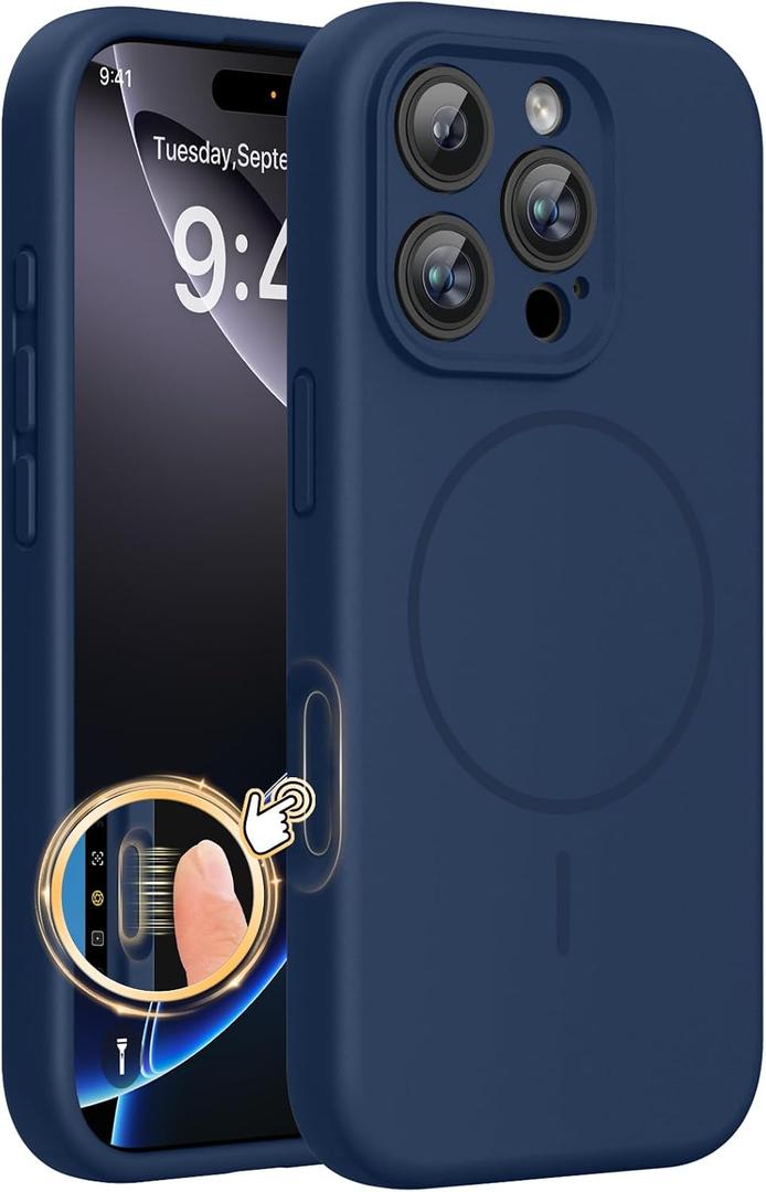 Miracase Magnetic for iPhone 16 Pro Case, Silicone, Dark Blue