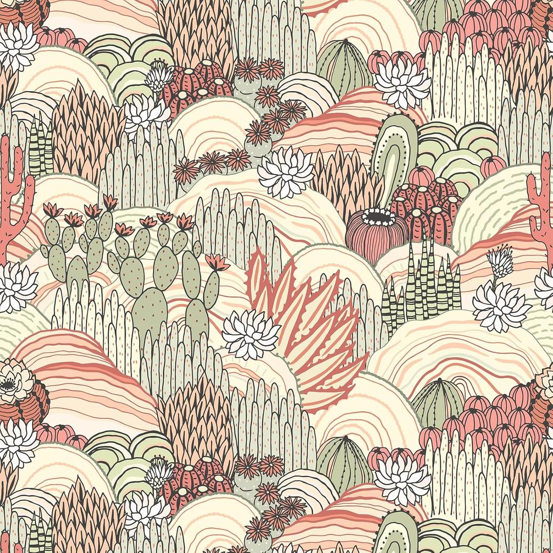 Green Red Cactus Forest Peel and Stick Wallpaper Desert Cacti Easy Peel Off Floral Contact Paper Self Adhesive Removable Stick on Wall Paper for Kitchen Cabinet Renter Friendly 17.71"x118.1"