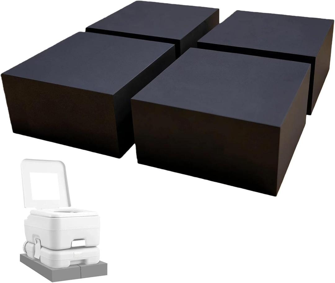 2-Inch Height Lift Porta Potty Pads 4 Pack - 4x4x2 Inch Universal Base for Portable, RV, Cassette Toilets, Anti-Slip Trimmable EVA Pads with Adhesive