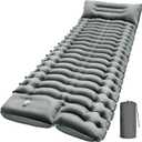 FUN PAC Camping Sleeping Pad, Ultralight Camping Mat with Pillow Built-in Foot Pump Inflatable Sleeping Pads Compact for Camping Backpacking Hiking Traveling - Gray (Grey)