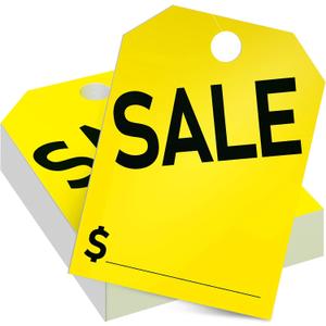 Crtiin 100 Pack Sale Tags Car Sale Sign Dealer Mirror Hang Tags 8.5 x 11.8 Inches for Car Rear View Mirror(Yellow)
