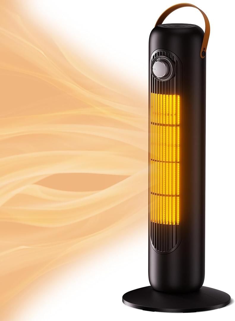 Outdoor Heaters for Patio, 350Sq.ft 1S Heating, 1500W PTC Ceramic Electric Patio Heater, Overheating & Tip-Over Protection, 70° Oscillating Space Heaters for Indoor Use Large Room, 4 Modes, Black