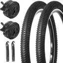 yeesport Mountain Bike Tires 20/24/26x1.95" Bike Tire Tube Set, 2 Pack 20/24/26 inch Bicycle Tires Tubes Schrader Valve Tire Levers Puncture-Resistant for BMX, Kids Bike