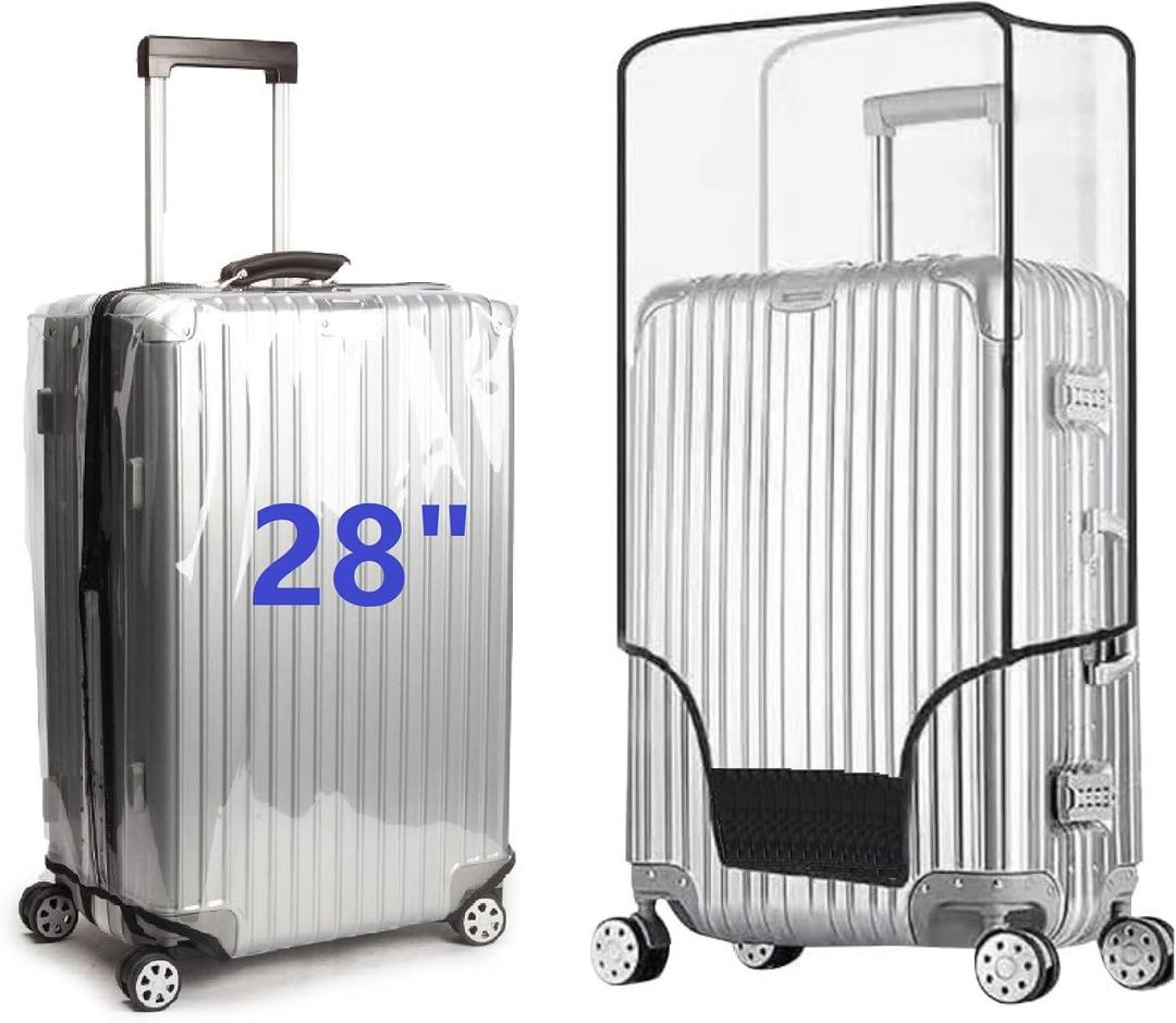 Clear PVC Suitcase Cover Protectors Transparent Luggage Cover Waterproof Wheeled Suitcase Dust Covers Dustproof Travel Luggage Sleeve Protector (28")