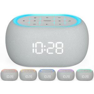 ANJANK White Noise Sound Machine Alarm Clock with Bluetooth Speaker, 21 Relaxing Sounds, 7 Night Lights,0-100% Dimmer/Sleep Timer/30-Level Volume Control,Sound Machine for Kids Adults Sleeping,Bedroom