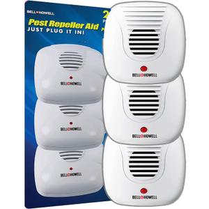 Bell + Howell Ultrasonic Pest Repeller Home Kit (Pack of 3), Ultrasonic Pest Repeller, Pest Repellent for Home, Bedroom, Office, Kitchen, Warehouse, Hotel, Safe for Human and Pet