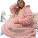 JFUJFU Wearable Blanket Sweatshirt for Women - Oversized Hoodie Pullover, Funny Gift for Sister/Mom/Girlfriend (Pink)
