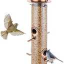 TrampgiK Metal Tube Bird Feeders for Outdoors Hanging,Finch Feeders for Outside,All Metal Brushed Copper Finishing,14 Inch 6 Port (Seed is not Included)