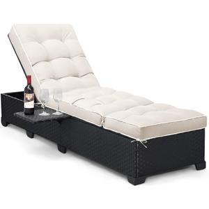 Outdoor Chaise Lounge Chair Cushion, Waterproof Non-Slip Patio Chaise Lounge Cushions for Outdoor Furniture, Thickened Patio Pool Lounger Chair Cushion, 76.4 x 22.8 x 4.7 Inches, Cream